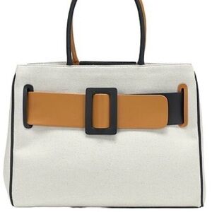 Canvas Tote with Tan Belt Accent and Black Trim